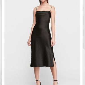 Satin Cowl Neck Midi Slip Dress